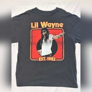 Lil Wayne Graphic T-Shirt Black Rap Tee L/XL P2P 26 Official Merch Women's XL/2X